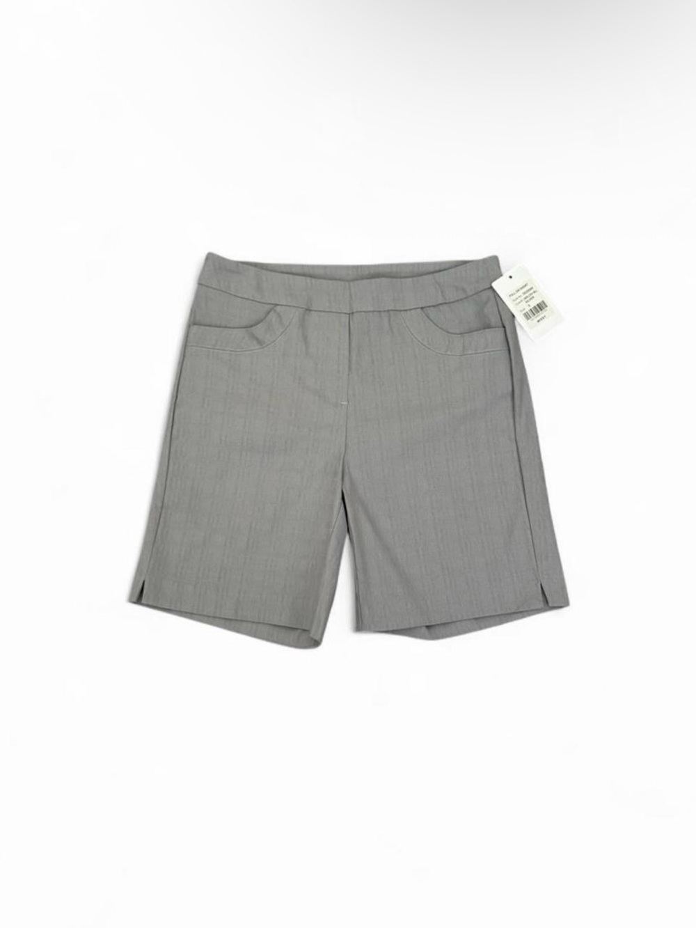 Women's Tailored Gray Bermuda Shorts with Side Slits